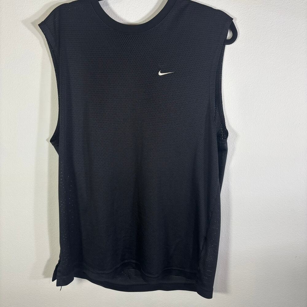 Vintage Y2K Nike Men’s XL Black Mesh Sleeveless Shirt Swoosh Basketball